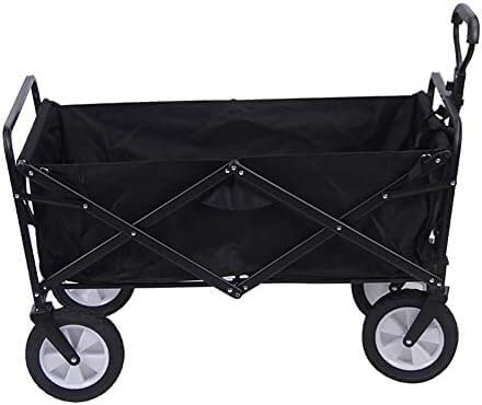 Portable Camping Cart,Outdoor Folding Wagon with Brakes Portable Beach Cart for Camping Gardening and Festivals Foldable Hand Pull Cart with 4 Wheels (Red)