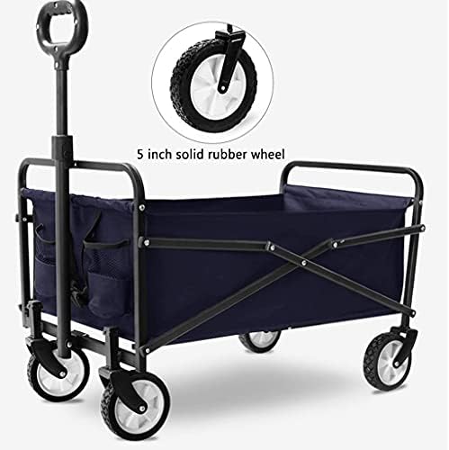 Outdoor Foldiutility Wagon Heavy-Duty Foldable All-Terrain Wagon, Outdoor Utility Garden Shoppicart, with Romovable Canopy, Load-Bea60Kg/132Lbs, for Beach Fishing