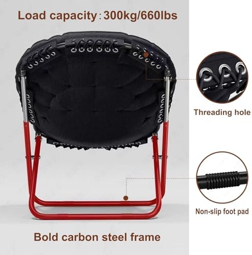 Folding Chair for Teens Adults, Oversized Folding Cozy Moon Chair with Metal Frame, for Bedroom, Living Room, Dorm Room, Apartment(Beige)