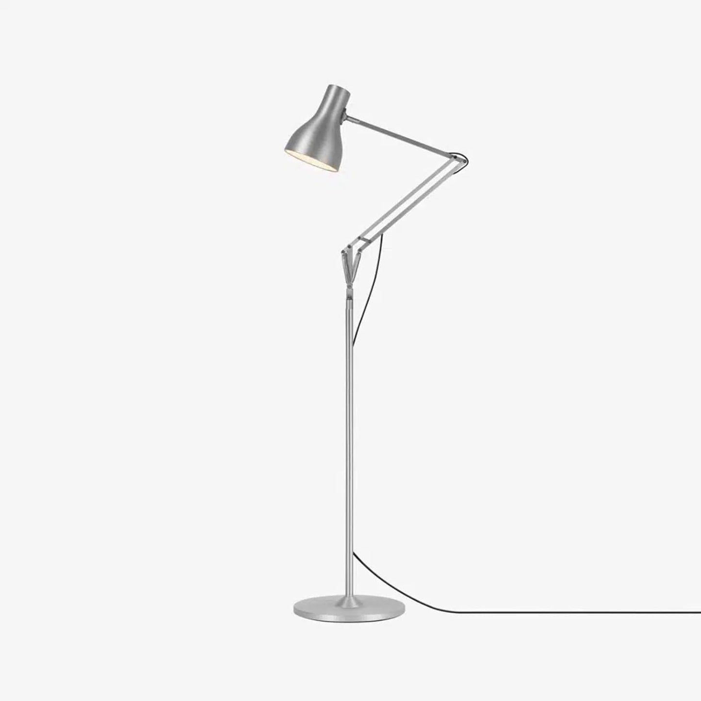Anglepoise Type 75 Floor Lamp | Matte Paint Finish Cast Iron Base Aluminum Shade & Arms Chrome Plated Fittings Adjustable Reading Light for Home Office Bedroom Decor Essentials (Silver Lustre)