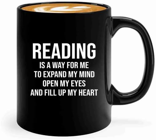 Book Lover Coffee Mug 11oz Black -expand my mind - Book Lovers Gifts Book Reader Gifts Book Club Gifts Book Reading Cup Reading Gifts
