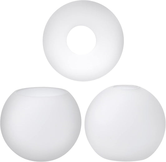 3 Pack Clear Frosted Glass Globes for Light Fixtures Replacement, 5.9" Diameter, Soften Color Round Glass Globe Lampshade Cover for Pendant Light Wall Sconce Chandelier, 1-5/8 Inch Fitter