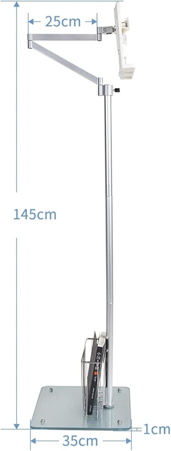 Deluxe Rolling Bookholder Floor Stand, Book Stand Height Adjustable with Clamp, Cookbook Reading Desk Portable Sturdy Lightweight Bookstand-Textbooks Books