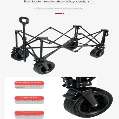 Portable Camping Cart,Outdoor Beach Trolley Cart for Camping and Picnic Folding Hand Operated Small Trailer with Egg Roll Table Ideal for Fishing and Outdoor Activities.