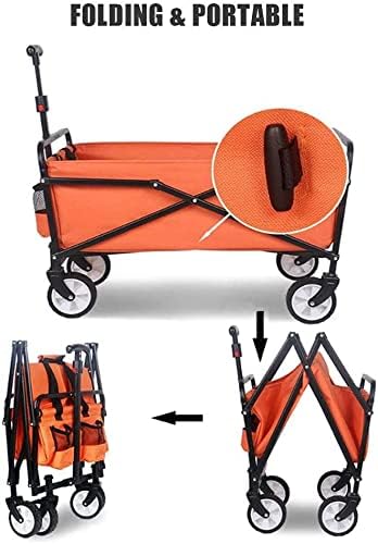 Heavy Duty Folding Outdoor Beach Wagon A Terrain Coapsible Utility Wagon Garden Cart Transport Troey Portable ping Hand Cart Picnic Camping Wagon (Color : Red) (Gray)