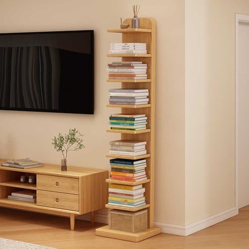 5/9-Tier Vertical Book Tower, Tall Narrow Floating Bookshelf, Modern Home Office Storage & Display Organizer, Space-Saving Design for Books & Decor