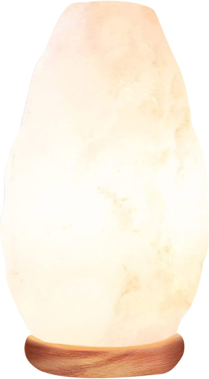 Himalayan Glow Crystal Salt Lamp, 5-7 LBS Hand Curved Night Light, Salt Lamp with Neem Wooden Base, Best for Gift and Home Decor (ETL Certified) – White