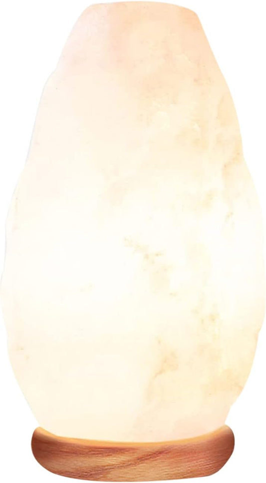 Himalayan Glow Crystal Salt Lamp, 5-7 LBS Hand Curved Night Light, Salt Lamp with Neem Wooden Base, Best for Gift and Home Decor (ETL Certified) – White