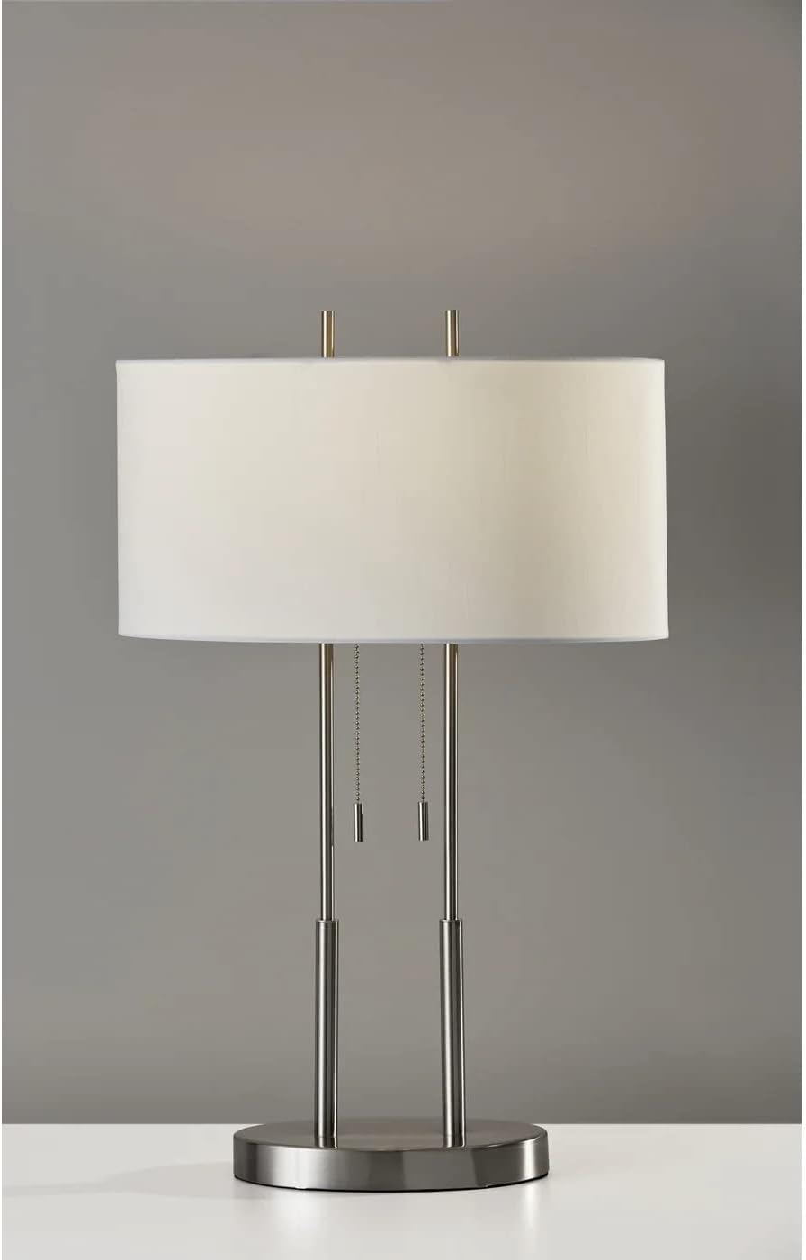 Adesso 4015-22 Duet 27" Table Lamp, Satin Steel, Smart Outlet Compatible