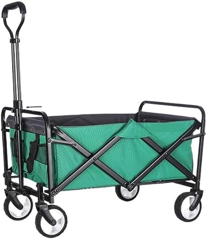 Portable Camping Cart,Outdoor Camping Trolley Folding Wagon with Heavy Duty Waterproof Design Beach Utility Cart for Garden Sports and Festivals (Green)