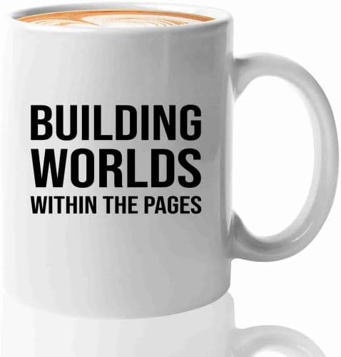 Book Lover Coffee Mug 11oz White -building worlds - Book Lovers Gifts Book Reader Gifts Book Club Gifts Book Reading Cup Reading Gifts