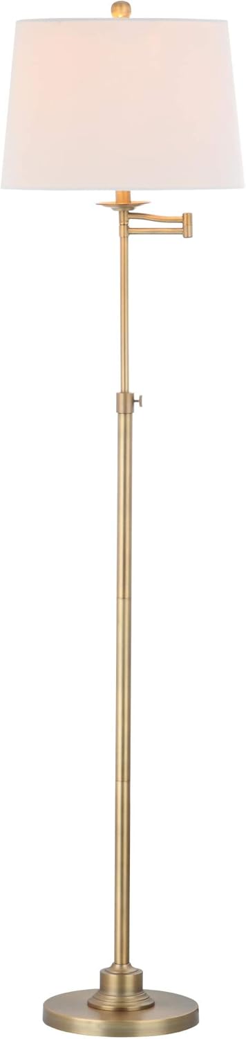 SAFAVIEH Lighting Collection Nadia Traditional Farmhouse Swivel Swing Arm Gold 64-inch Adjustable Height Living Room Bedroom Home Office Standing Floor Lamp (LED Bulb Included)