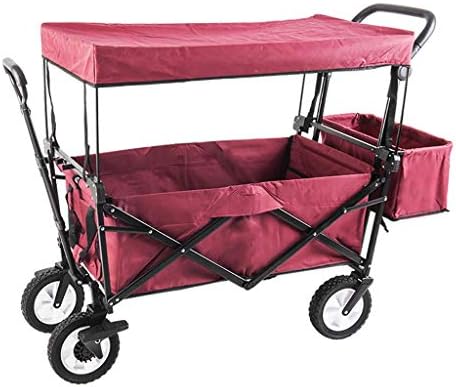 Trolleys, Foldigarden Trolley Cart Heavy Duty Wagon with Canopy Multi-Function Shoppicart for Outdoor Campibeach Truck with 4 Wheels, Load：100Kg