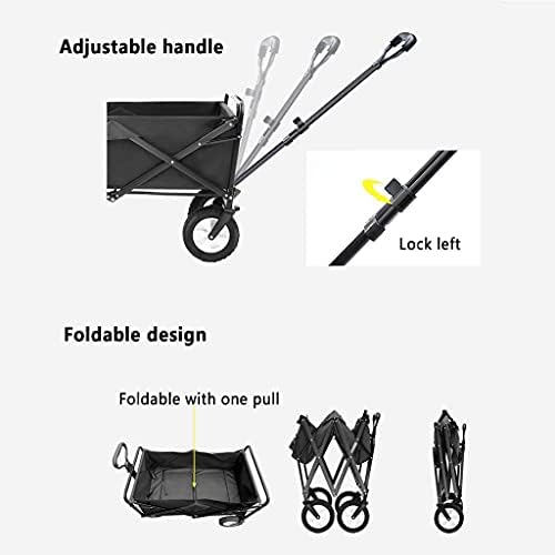 Pull Along cart Outdoor Folding Utility Wagon Folding Garden Trolley Beach Trailer Handle Cart with 4 Wheels Load-Bearing 60kg / 132lbs for Shopping Fishing (Style 1)
