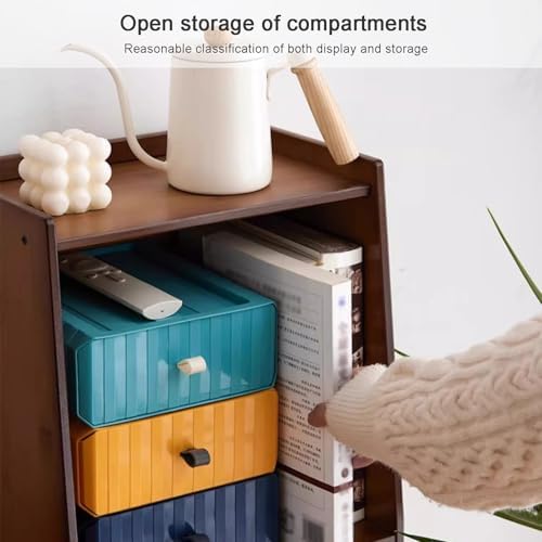 Narrow Wood Bookcase & Bookshelf for Home Office, Space-Saving Storage Organizer for Small Spaces, Stylish Bedroom Book Shelves, Modern Design