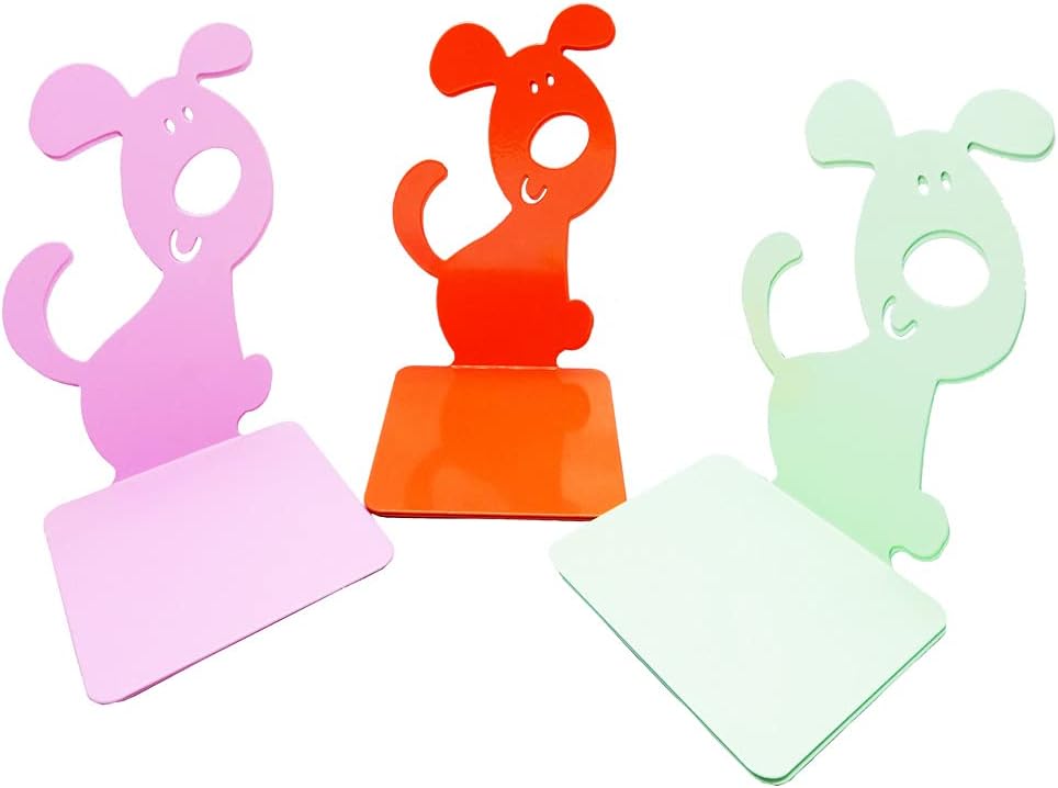 Artkingdome 1Pair Cute Dog Bookend Book End Cartoon Puppy Shape Room Metal Bookends Books Non-Slip Decoractive Gift Green Gift