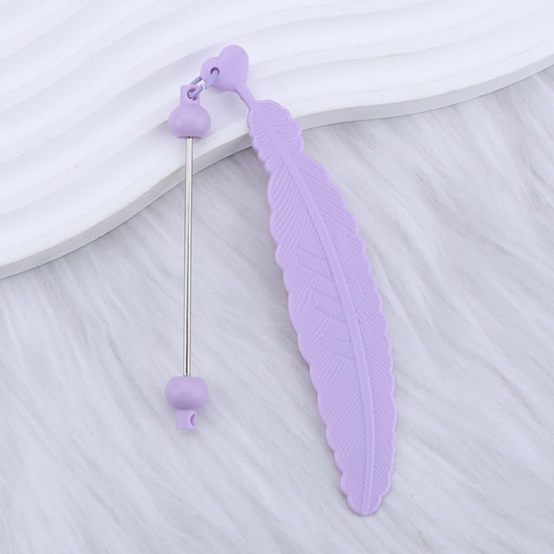 15 Packs Beadable Bookmarks with Bar Bulk Feather DIY Blank Bookmark for Beads Jewelry Pendants Charms Beading Book Make Marks Craft Colorful