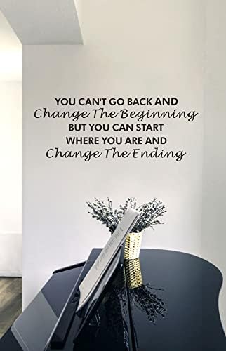 Inspirational Quotes Wall Decals,You Can't Go Back and Change The Beginning Motivational Saying Wall Stickers for Classroom Kid's Room Office, Ability Attitude Positive Vinyl Removeble Wall Art