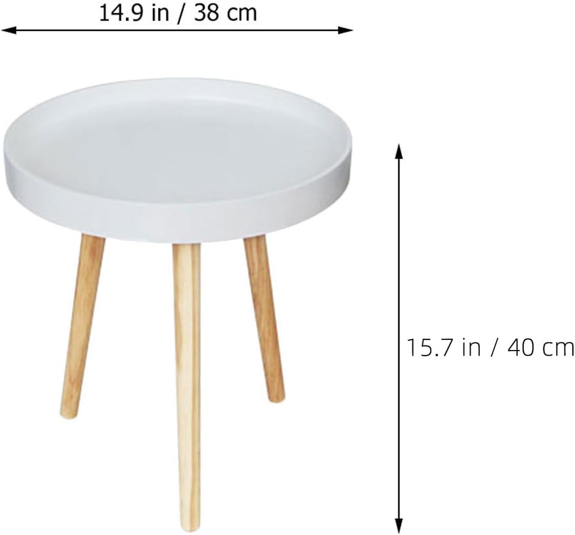 PRETYZOOM Modern Mini Round Sofa Side Table, Small White Scandinavian Tea Table for Living Room and Bedroom Corner Use