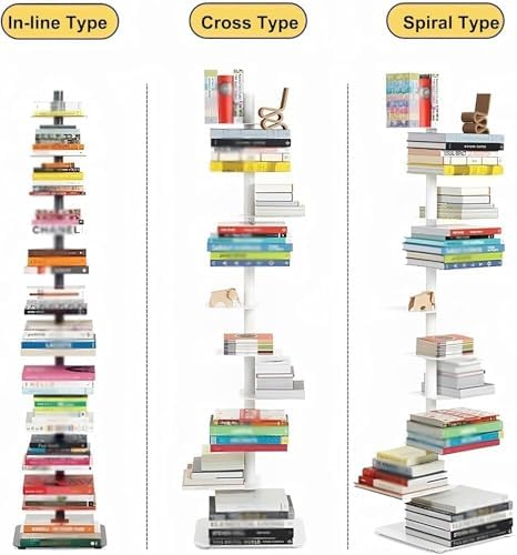 Tall 9-Tier Metal Spine Bookshelf - Narrow Vertical Ladder Bookcase for Home, Modern Invisible Design, Black - Perfect for Organizing Books & Decor