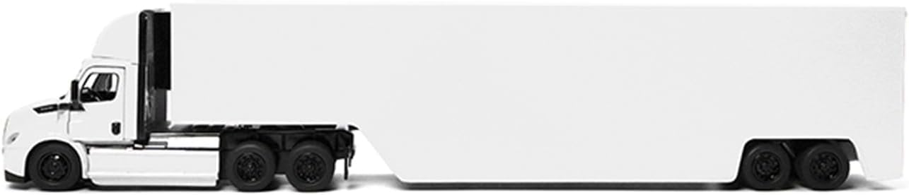 KiNSMART - Freightliner eCascadia Semi-Truck & Container 13Inch 1:62 Scale, Die Cast Metal Model, Pullback Action (White)