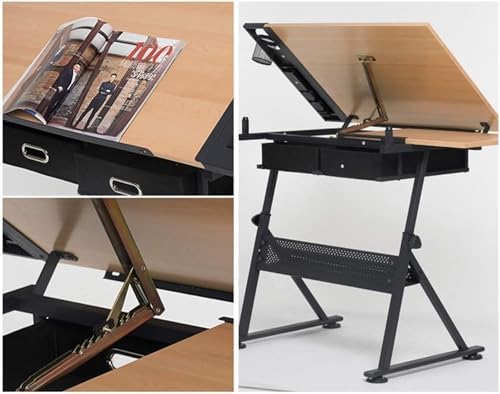 Drawing Tilting Tablet,Drafting Table,Drawing Desk Drafting Table with Storage, Height Adjustable Tiltable Art Desk, Maple Panel Drawing Desk, for Work Study Painting Craft Table