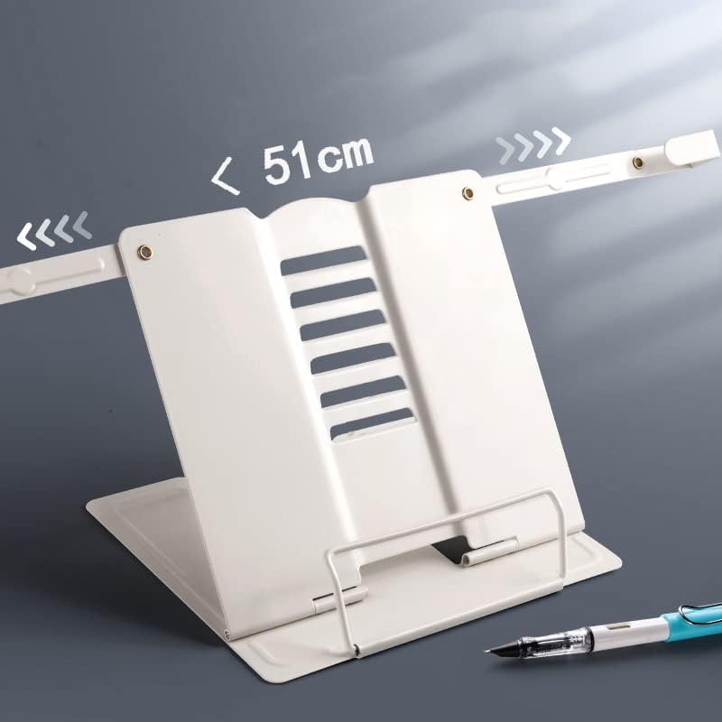 Book Stand Adjustable Portable Metal Reading Holder Support Document Shelf Tablet Music Score Recipe Stand Cookbook Simple (Bk 8.3x6.5x7.5in)