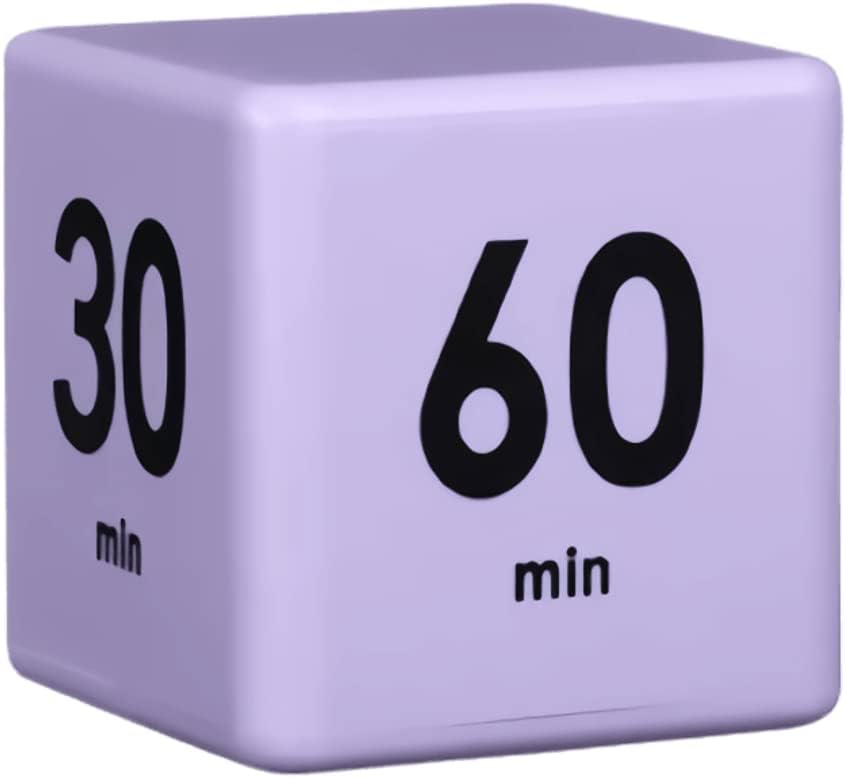 Feilifan Cube Timer, Dice Timer with Gravity Sensor for Kitchen Studying Workout Classroom Kids ADHD 15-20-30-60 Minute Preset, Purple