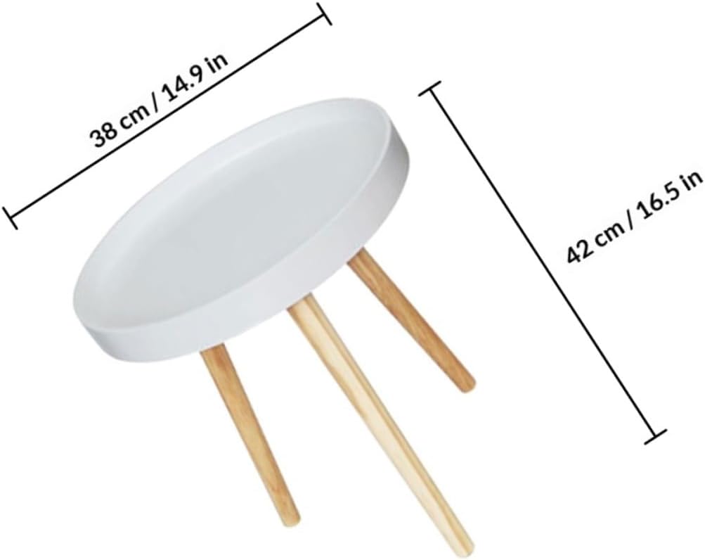 PRETYZOOM Modern Mini Round Sofa Side Table, Small White Scandinavian Tea Table for Living Room and Bedroom Corner Use