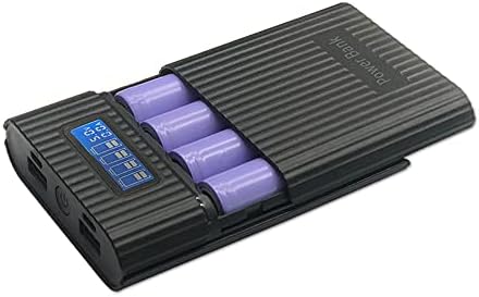 LIJIANI Battery Charger Case,Portable DIY Power Bank Box with LCD Display 2 USB Output,Micro and Type c Input, Smart Charger for 3.7v Li-ion Rechargeable Battery (Battery Not Included)