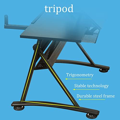 Drawing Tilting Tablet,Folding Art Desk/Drafting/Drawing Table/Craft Desk with Adjustable Height 74-93Cm, 2 Drawers and 0-80° Tiltable Tabletop, Tempered Glass