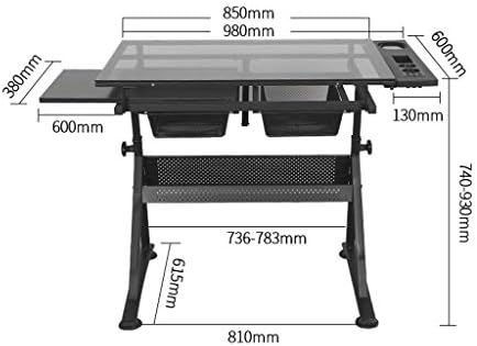Drawing Tilting Tablet,Drafting Desk, Drafting Table with Storage, Height Adjustable Tiltable Art Desk, Glass Panel Drawing Desk, for Work Study Painting Craft Table