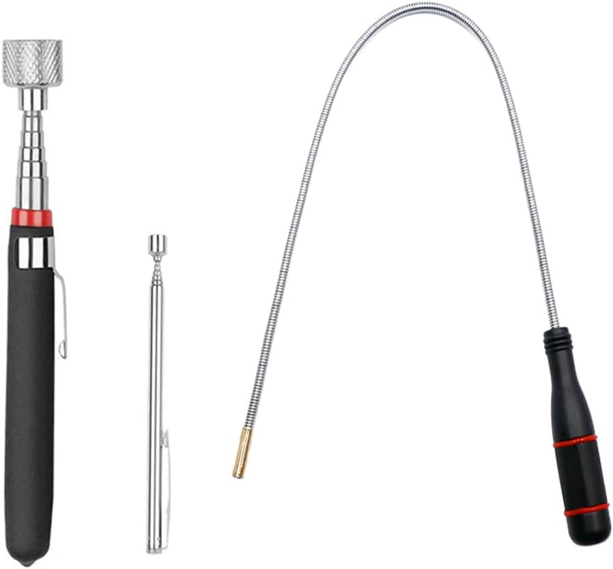 3 Pack Telescoping Magnet Pick-up Tool Set - Retrieving Telescoping Magnet Pickup Tools，Extendable Magnetic Pick Up Tools，Bendable Spring Magnet Stick