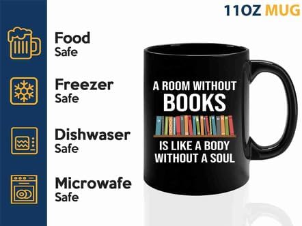 Book Lover Coffee Mug 11oz Black -without books - Book Lovers Gifts Book Reader Gifts Book Club Gifts Book Reading Cup Reading Gifts