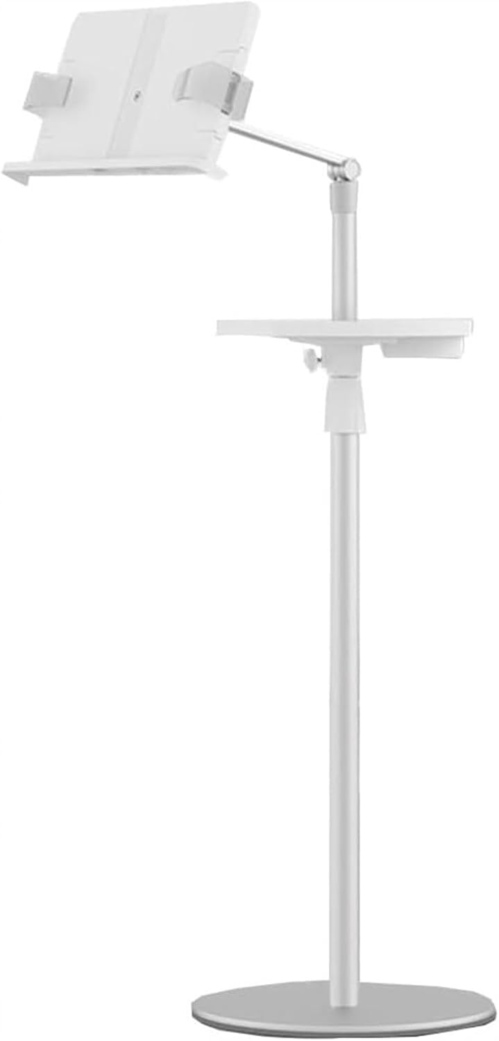 Bookstand for Reading in Bed, Floor Book Holder for Reading, Book Stand for Reading Adjustable Height Angle, Cookbook Holder Stand for Magazines (White) (White)