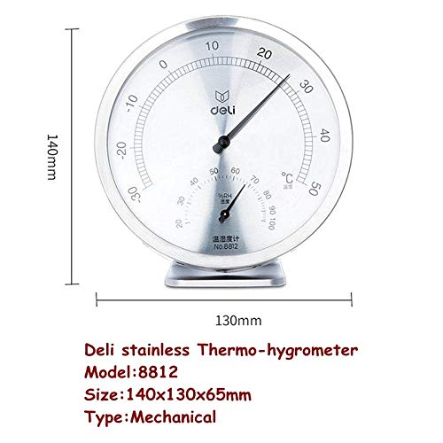 Stainless Machanical Thermo-Hygrometer Mechanical Induction Element no Need Battery Temperature and Humidity Meter