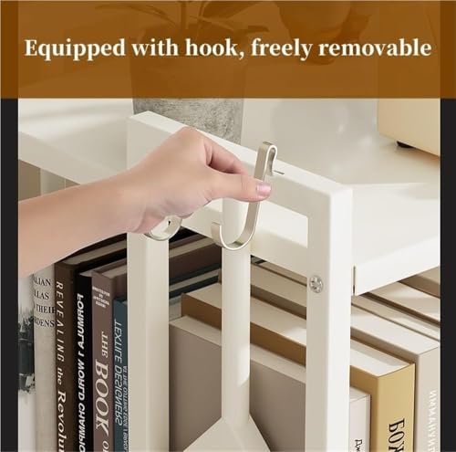 360° Rotating Freestanding Bookshelf, 2-Tier Geometric Bookcase, Space-Saving Carbon Steel Floor Shelf for Home Office & Living Room, Multi-Purpose Storage Solution (Black)