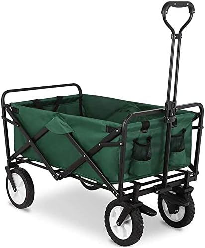Foldioutdoor Utility Wagon, Heavy Duty Garden Cart with Wheel Brakes and 2 Cup Holders, for Shopping,Picnic,Beach