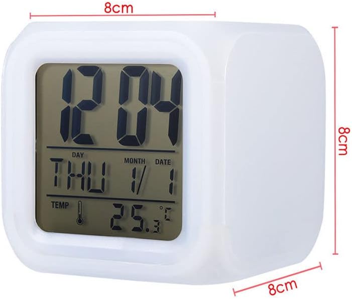 7 Colors LED Alarm Clock Digital Thermometer Alarm Clock Night Light for Kids Bedroom Home Decor Garbage Truck Cartoon