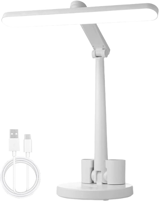Desk Lamp Adjustable, Long-Lasting Eye-Caring, 3 Brightness Modes Desk Lamp with USB Charging, Reading Desks Lamps with Energy-Saving LED, Home Study Accessory, for Bedroom School Study Working