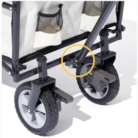 Portable Camping Cart,Outdoor Beach Trolley Cart with Brake Portable Folding Camping Car for Outdoor Activities (White)