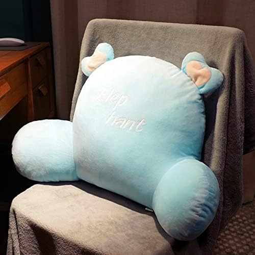 Reading Pillow with Arm,with Blanket and Without Blanket,Lumbar Support Cushion Perfect for Reading or Napping, for Sitting in Bed Removable Cover (Color : Blue with Blanket, Size : 5335CM)