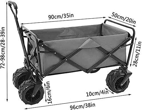 Portable Camping Cart,Outdoor Folding Utility Wagon Offroad Folding Trolley Garden Transport Handcart for All Surfaces Load-Bearing 85kg/187lbs