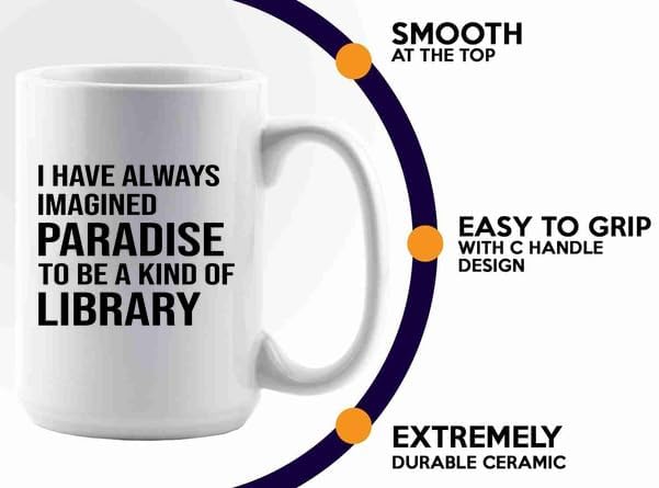Book Lover Coffee Mug 15oz White -imagined paradise - Book Lovers Gifts Book Reader Gifts Book Club Gifts Book Reading Cup Reading Gifts