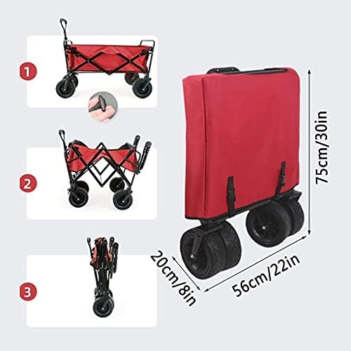 Folding Trolley Cart Outdoor Folding Utility Wagon Folding Wagon Cart Heavy Duty Camping Trolley Garden Cart with Universal Wheels & Adjustable Handle Load-Bearing 100kg / 220lbs (Style 1)