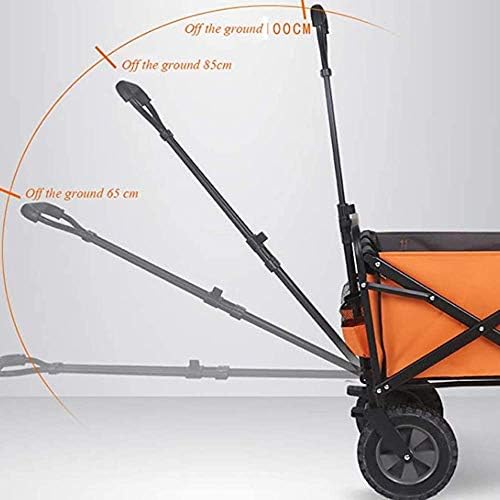 Portable Camping Cart,Shopping Cart Garden Trolley Beach Wagon Trolley Offroad Folding Utility Coaster Wagon Hand Cart,Orange