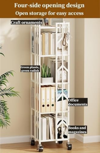 360° Rotating Freestanding Bookshelf, 2-Tier Geometric Bookcase, Space-Saving Carbon Steel Floor Shelf for Home Office & Living Room, Multi-Purpose Storage Solution (Black)