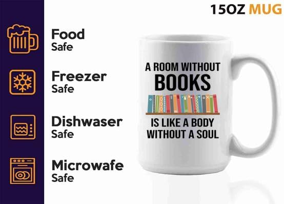 Book Lover Coffee Mug 15oz White -without books - Book Lovers Gifts Book Reader Gifts Book Club Gifts Book Reading Cup Reading Gifts