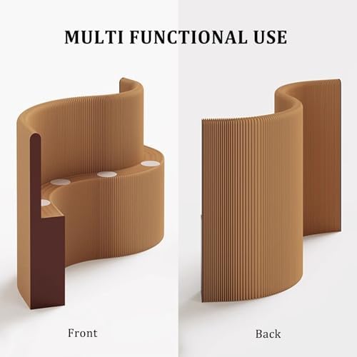 Room Dividers Panels,Panel Screens Indoor Screen Partition with Storage Shelves,Folding Room Divider,Office Partition Paper Panel Privacy Screen,Sturdy,Brown,400~500X35X240Cm