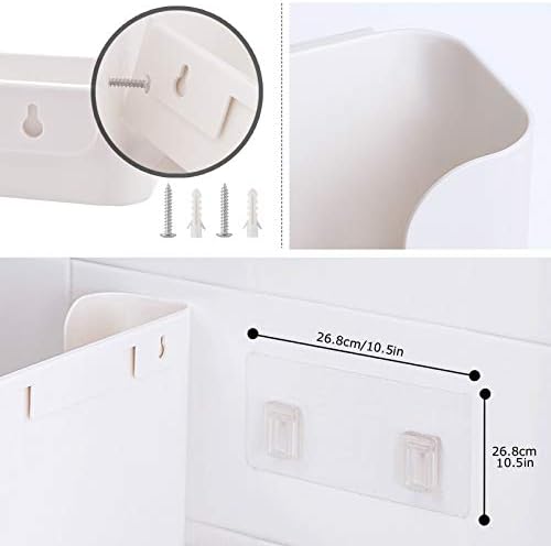 Bedside Shelf Caddy Basket Pocket Organizer to Storage Remotes,Tablet Cellphone Charging,Clock- Stick On Adhesive Tapes & Nails Install Offered for Bedroom,Dorm,Office (1 Pcs)